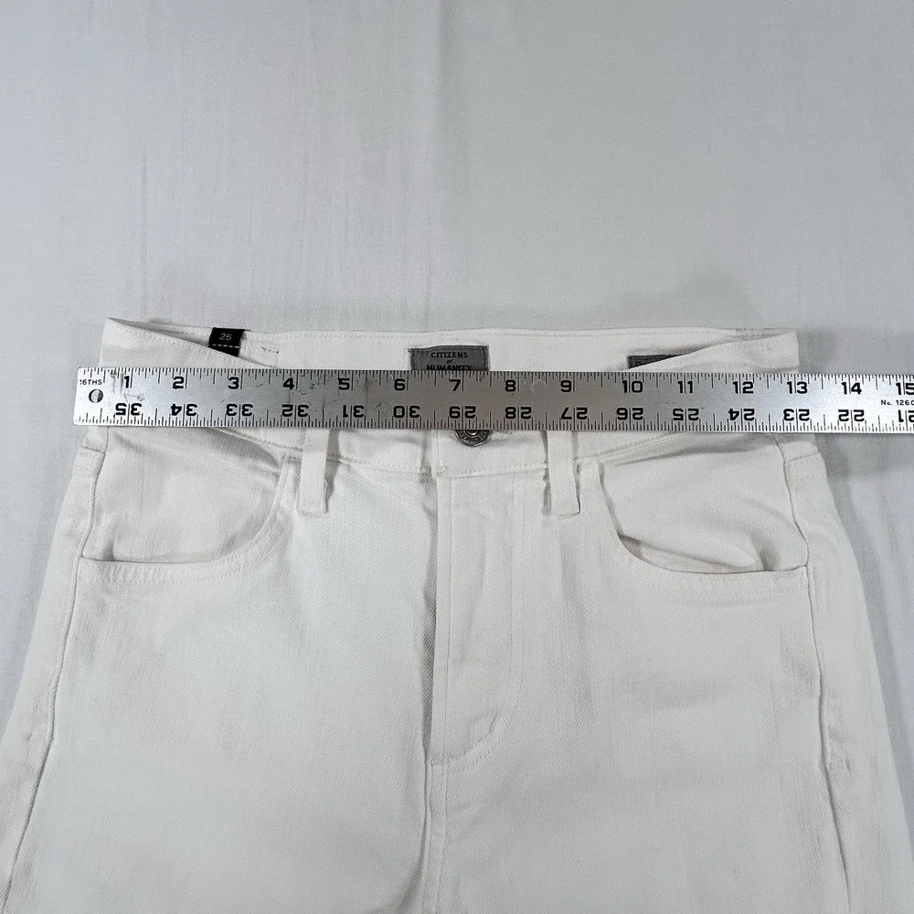COH Citizens of Humanity Drew Flounce Flared Cropped White Jeans 25 High Rise - Picture 6 of 12